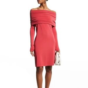 NEW ALBERTA FERRETTI PINK OFF-THE-SHOULDER MINI DRESS